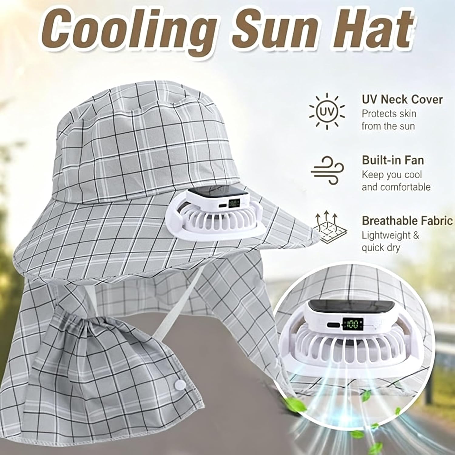1PC Solar Power Neck Guard Fan - огляд і ціна Outdoor Camping Fans