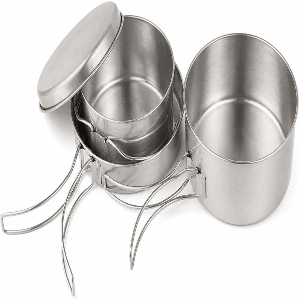 4 Pcs Portable Stainless Steel - огляд і ціна Camp Cooking Set