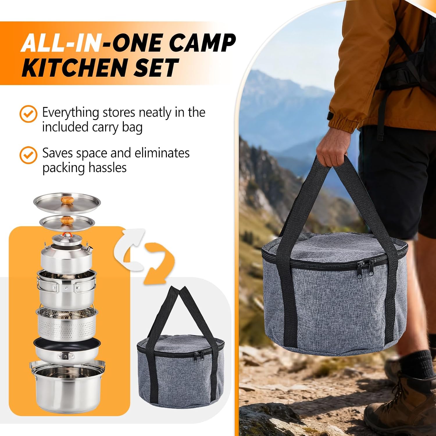 6pcs Cookware Set, 304 Stainle - огляд і ціна Camp Cooking Set