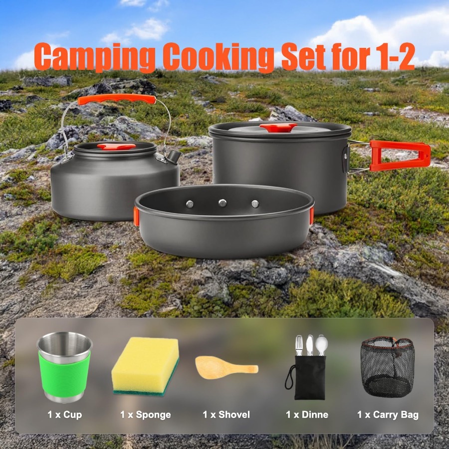 Camping Cookware Set: 35oz Non - огляд і ціна Camp Cooking Set