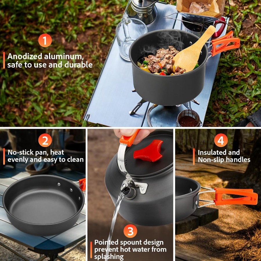 Camping Cookware Set: 35oz Non - огляд і ціна Camp Cooking Set